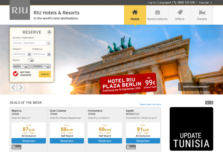 Site riu.com en berne